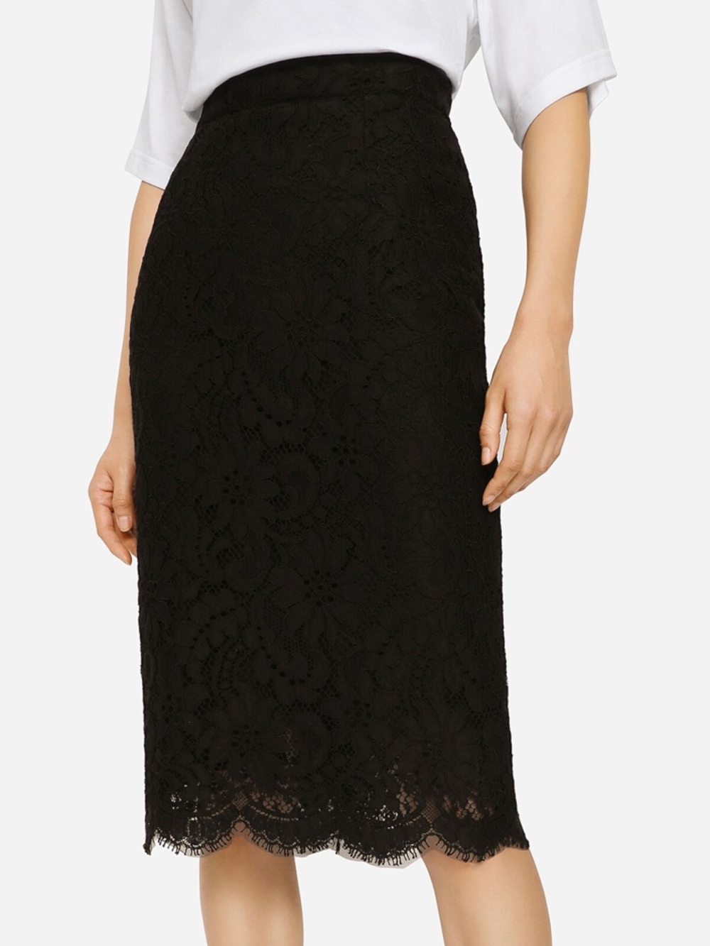 NWT Dolce & Gabanna Black Lace Midi Skirt Size 6 / EU 44